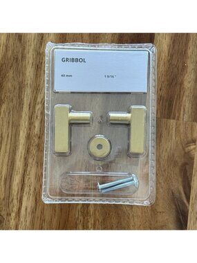 Ikea Gribbol Brass Gold Tone Cabinet Door Pulls Knobs 40 mm 1 9/16”, Set of 2